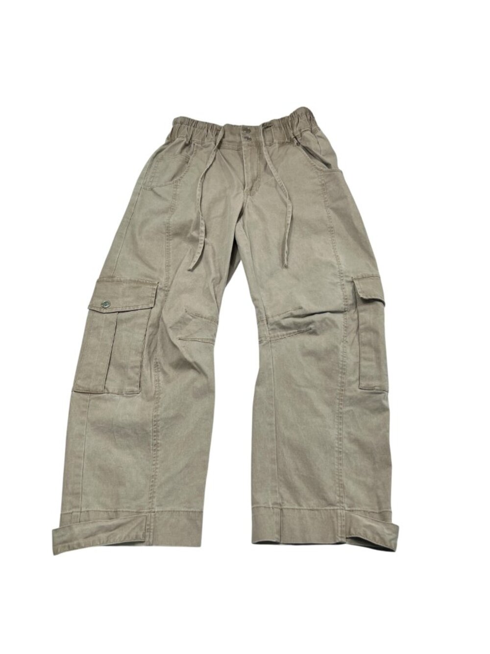 Robert Rodriguez Barrel Cargo Pants Drawstring Waist Beige Green Size 27